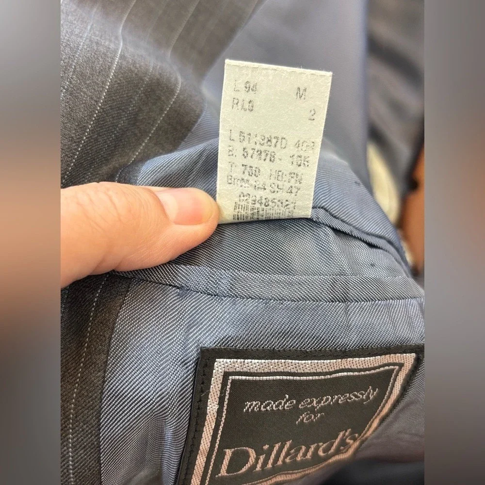 RALPH RALPH LAUREN Grey Pinstripe Blazer Sport Coat Prep Academia Ivy Black‎ 46R